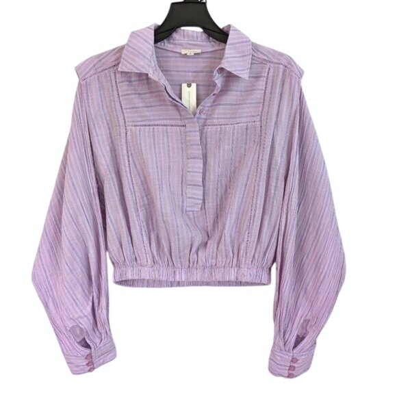 Anthropology PILCRO Flange Shoulder Buttondown Shirt Lavender Size S - Picture 3 of 7